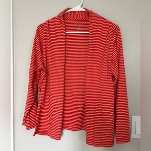 LLBean Orange and White Striped Open Shirt XL Petite